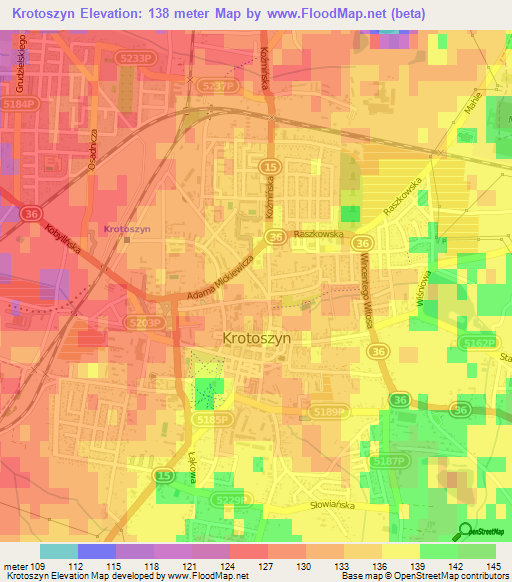 Krotoszyn,Poland Elevation Map