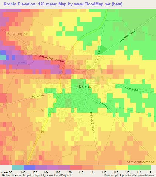Krobia,Poland Elevation Map