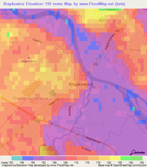Krapkowice,Poland Elevation Map