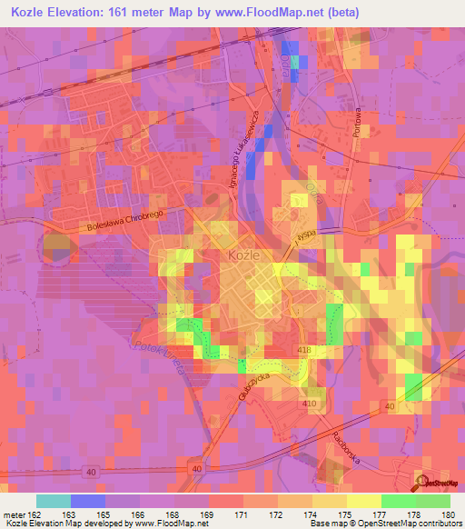 Kozle,Poland Elevation Map