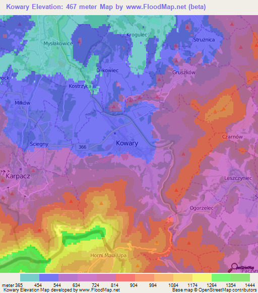 Kowary,Poland Elevation Map