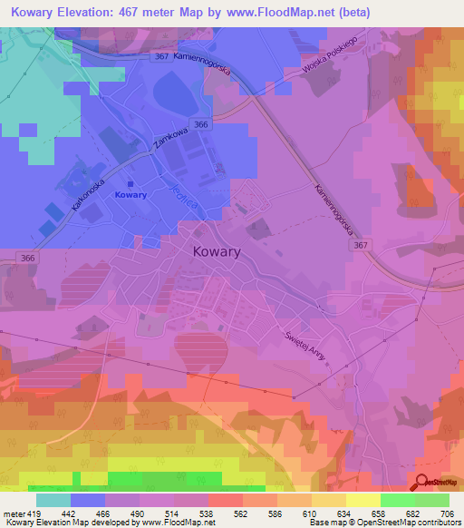 Kowary,Poland Elevation Map