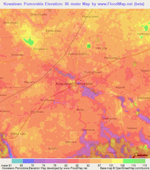Kowalewo Pomorskie,Poland Elevation Map
