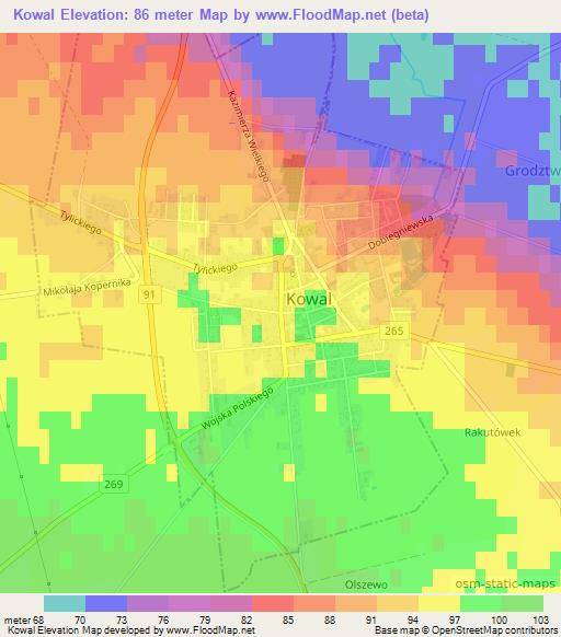 Kowal,Poland Elevation Map