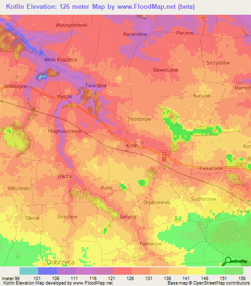 Kotlin,Poland Elevation Map
