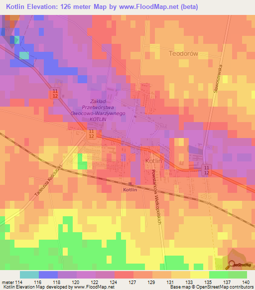 Kotlin,Poland Elevation Map