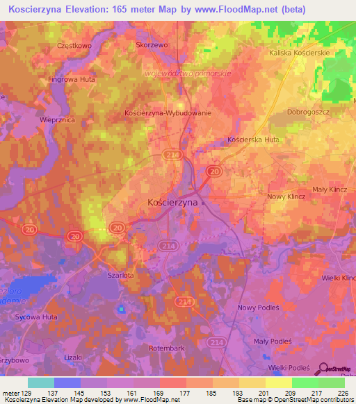 Koscierzyna,Poland Elevation Map