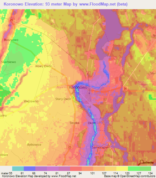 Koronowo,Poland Elevation Map