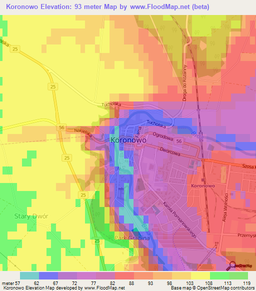 Koronowo,Poland Elevation Map