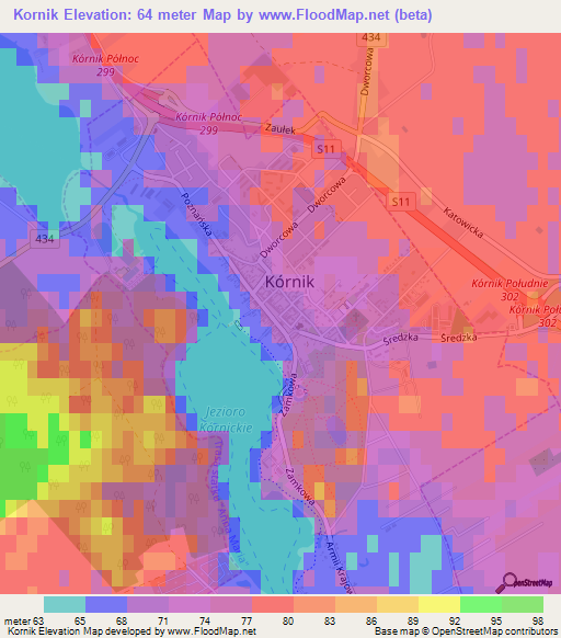 Kornik,Poland Elevation Map