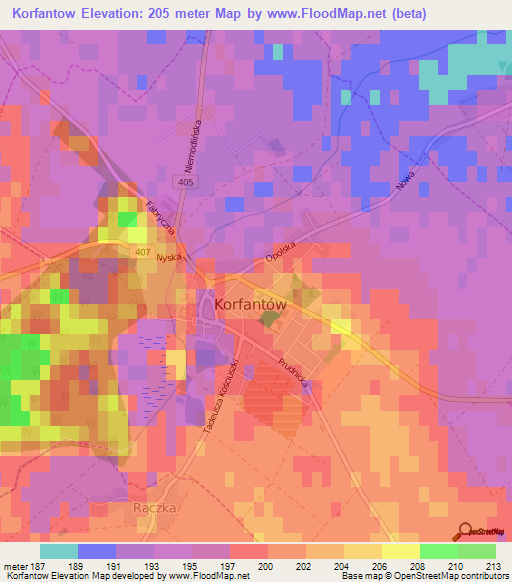 Korfantow,Poland Elevation Map