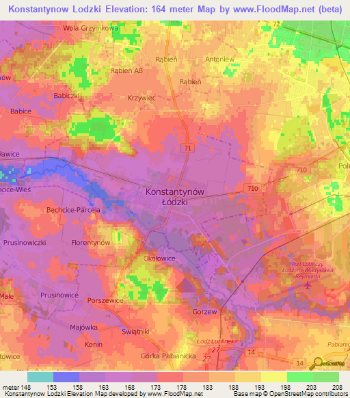Konstantynow Lodzki,Poland Elevation Map