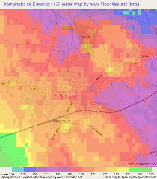 Komprachcice,Poland Elevation Map