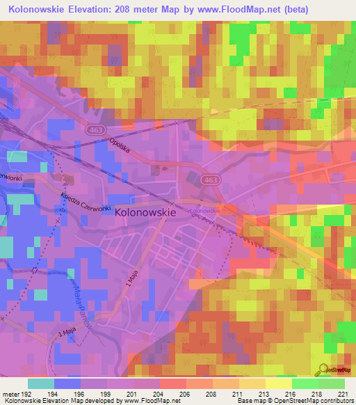 Kolonowskie,Poland Elevation Map