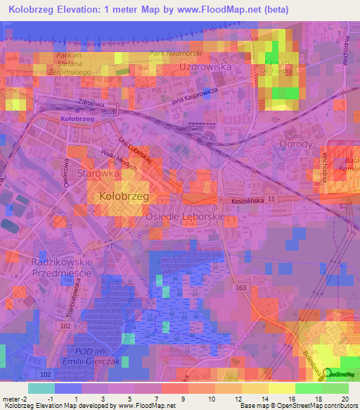 Kolobrzeg,Poland Elevation Map