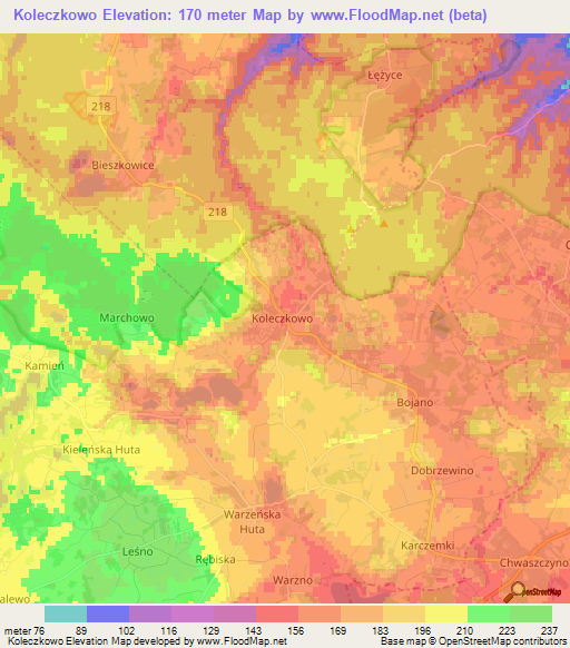 Koleczkowo,Poland Elevation Map