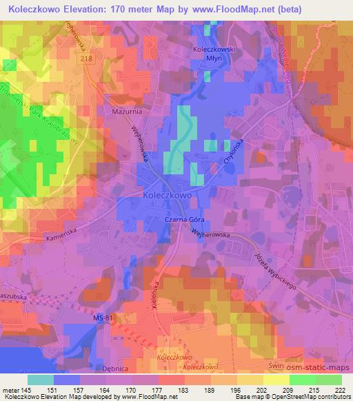 Koleczkowo,Poland Elevation Map