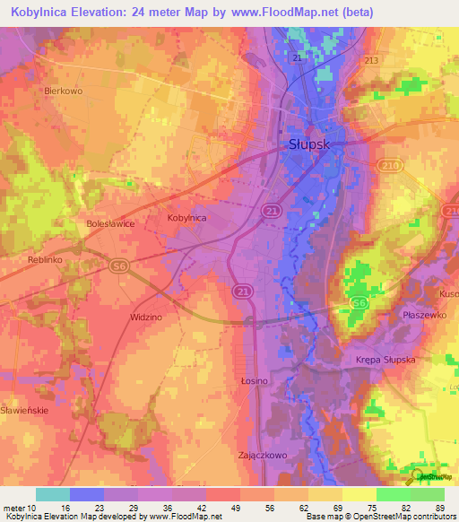Kobylnica,Poland Elevation Map