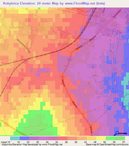 Kobylnica,Poland Elevation Map