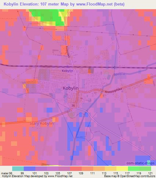 Kobylin,Poland Elevation Map