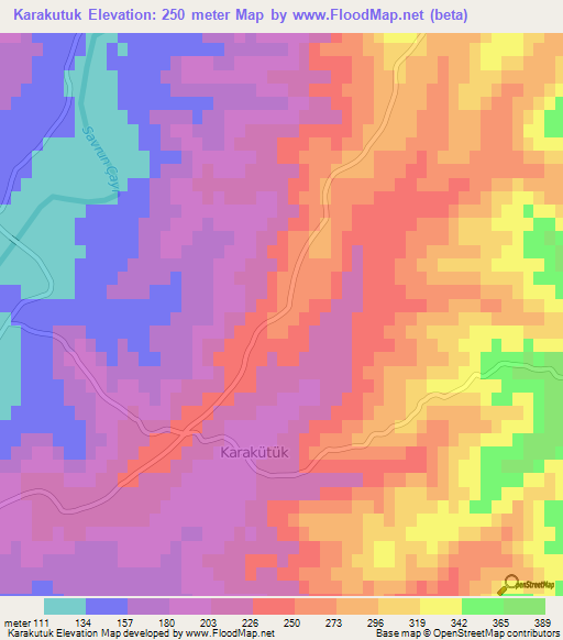 Karakutuk,Turkey Elevation Map