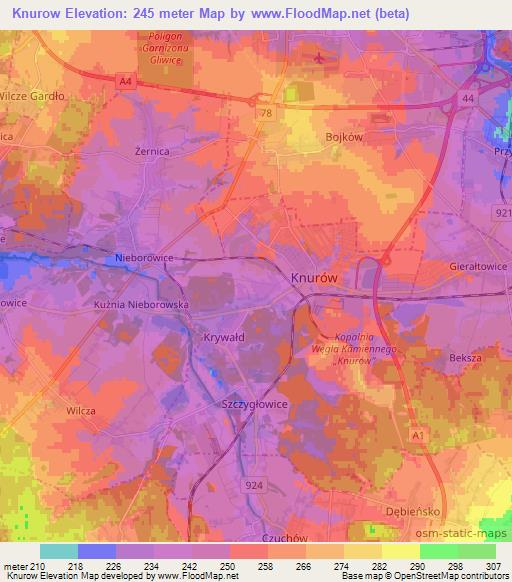 Knurow,Poland Elevation Map