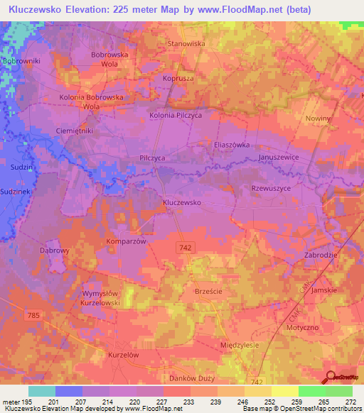 Kluczewsko,Poland Elevation Map