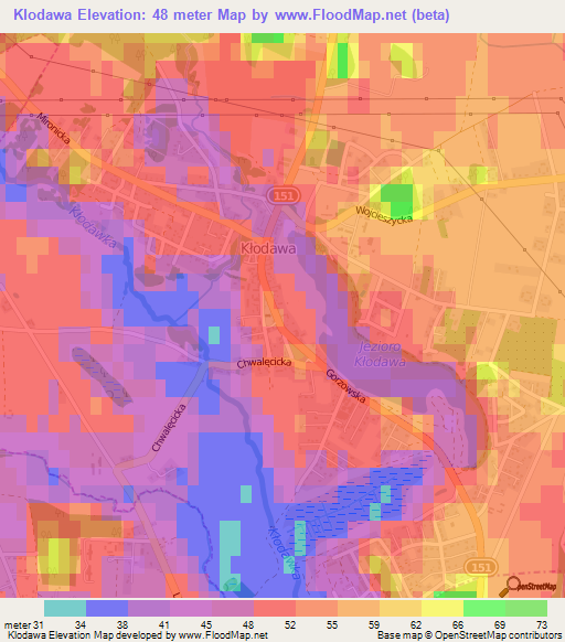 Klodawa,Poland Elevation Map