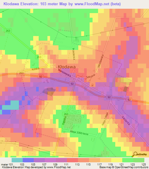 Klodawa,Poland Elevation Map
