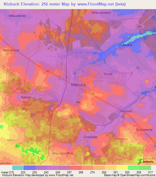 Klobuck,Poland Elevation Map