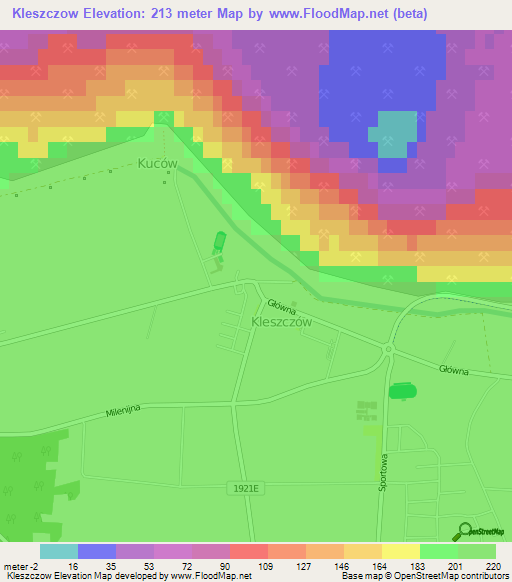 Kleszczow,Poland Elevation Map