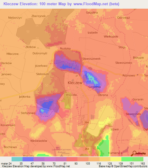 Kleczew,Poland Elevation Map