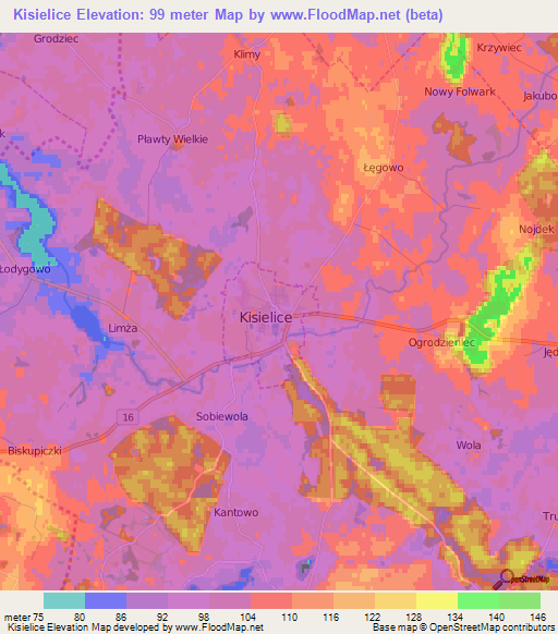 Kisielice,Poland Elevation Map