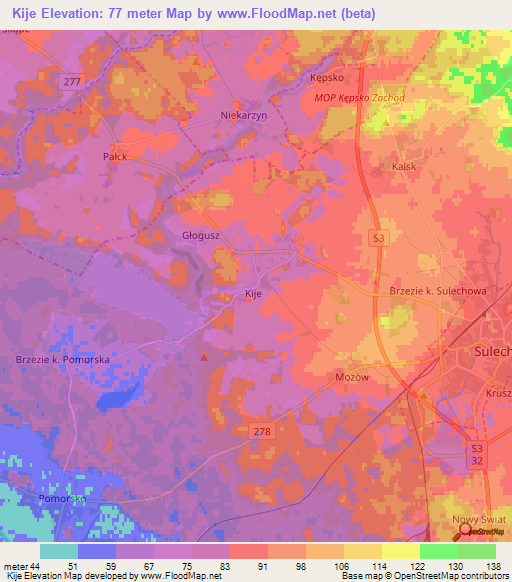 Kije,Poland Elevation Map