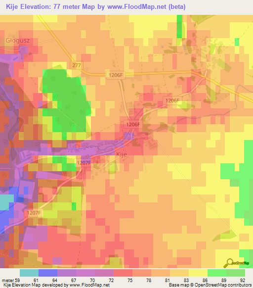 Kije,Poland Elevation Map
