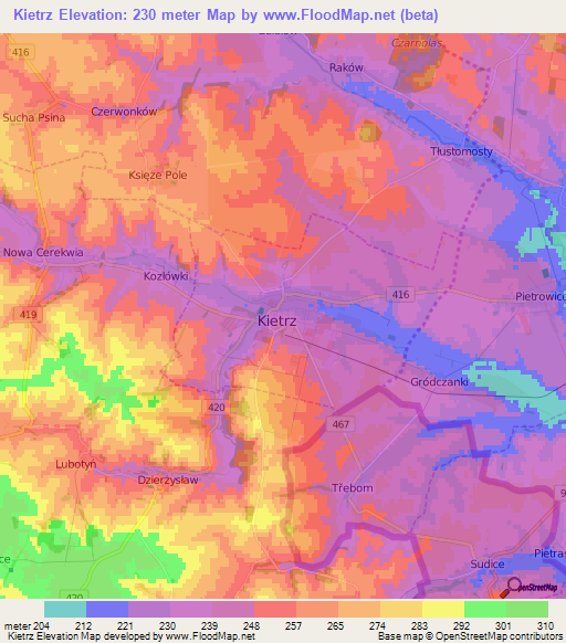 Kietrz,Poland Elevation Map