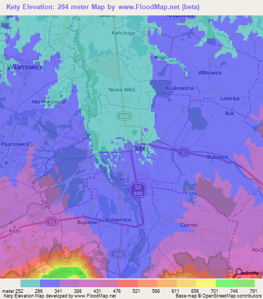 Kety,Poland Elevation Map