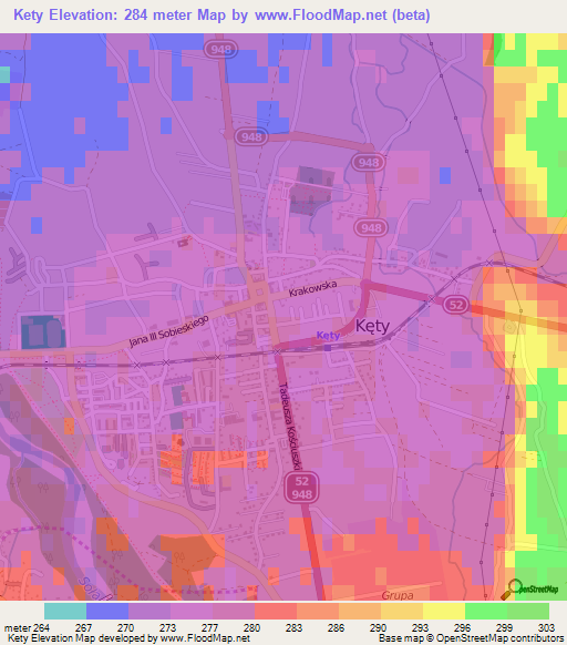 Kety,Poland Elevation Map