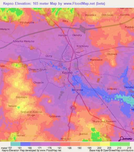 Kepno,Poland Elevation Map