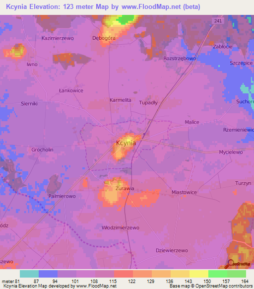Kcynia,Poland Elevation Map