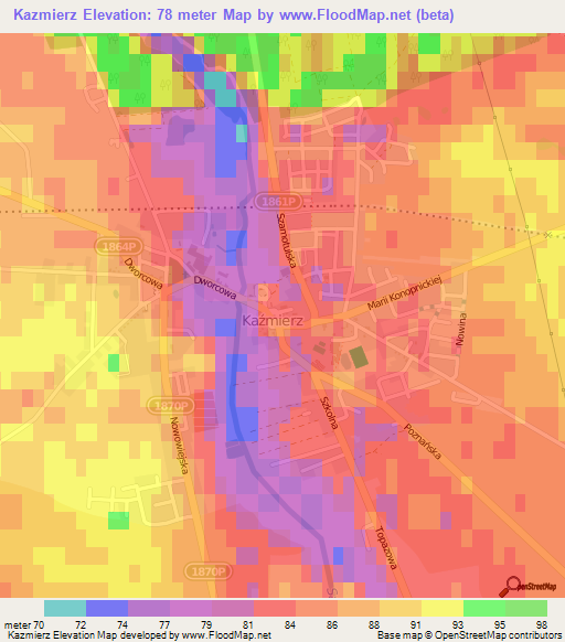 Kazmierz,Poland Elevation Map