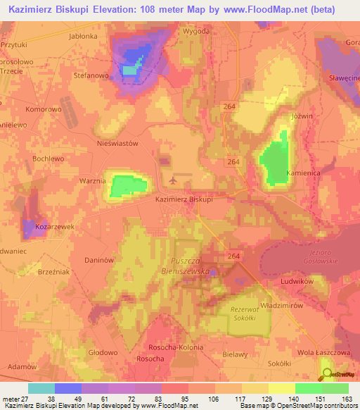 Kazimierz Biskupi,Poland Elevation Map