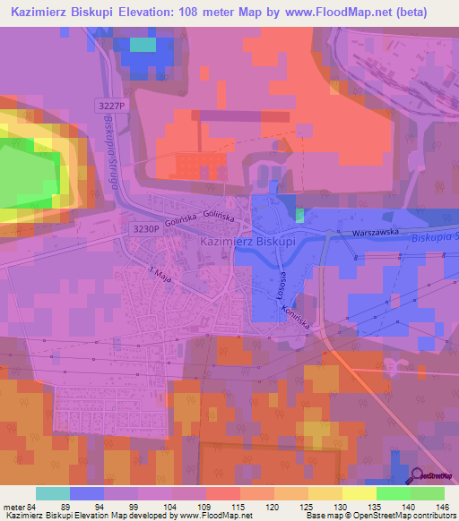 Kazimierz Biskupi,Poland Elevation Map