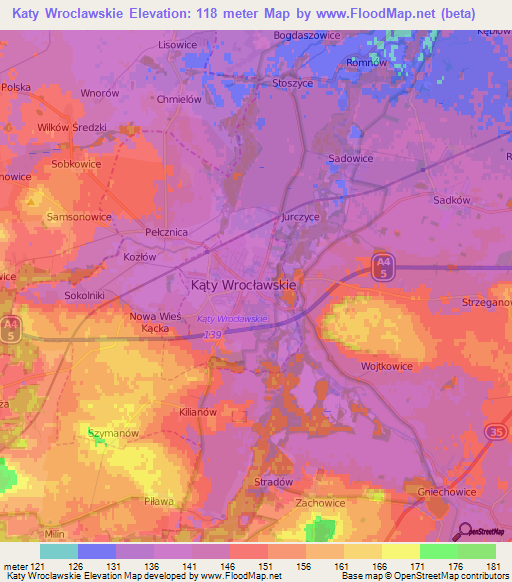 Katy Wroclawskie,Poland Elevation Map