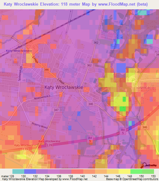 Katy Wroclawskie,Poland Elevation Map