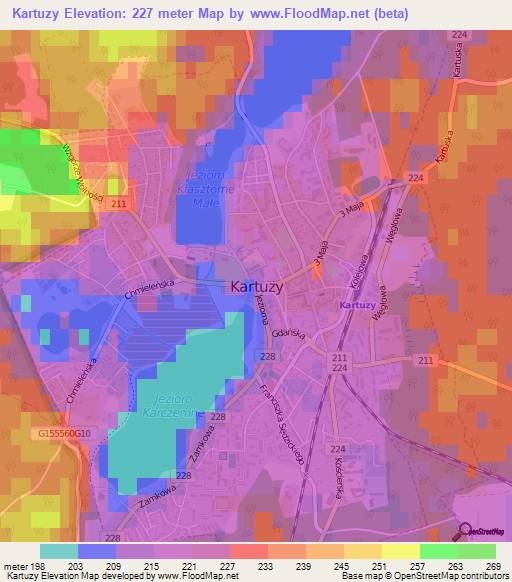Kartuzy,Poland Elevation Map