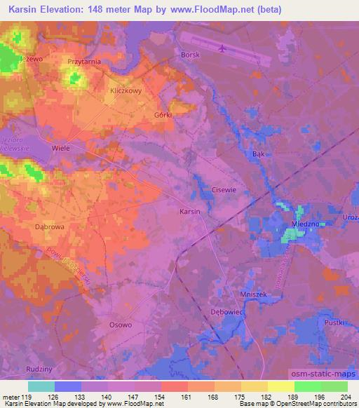 Karsin,Poland Elevation Map