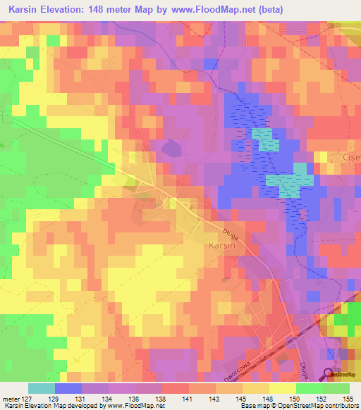 Karsin,Poland Elevation Map