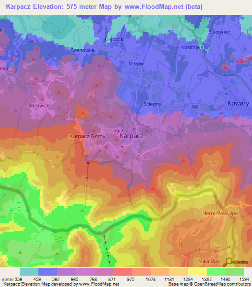 Karpacz,Poland Elevation Map
