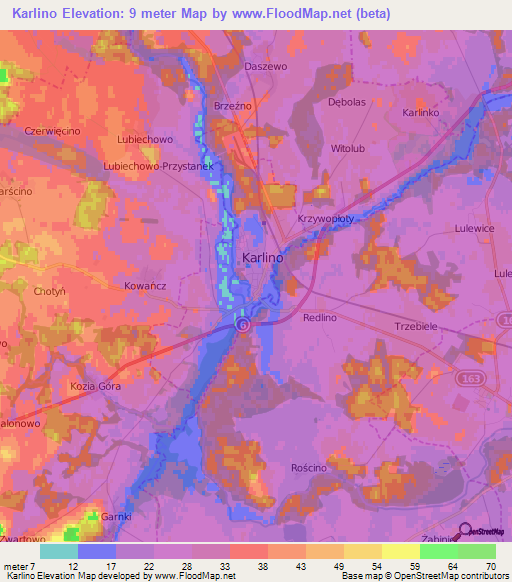 Karlino,Poland Elevation Map